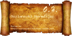 Oszlanszki Hermész névjegykártya